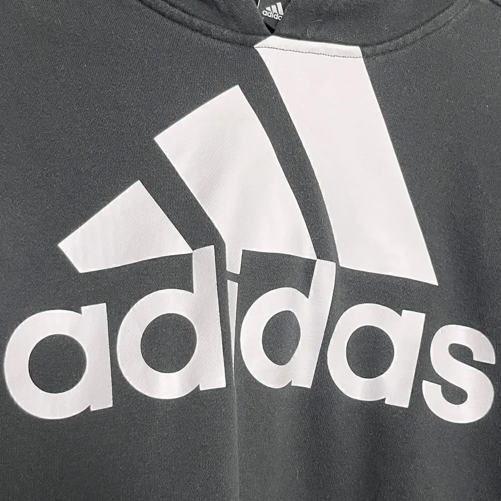Adidas Logo Pullover Hoodie Black and White Size Large